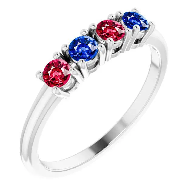 GB Rings Band Ruby Sapphire Ring 080 Carats Prong Setting White Gold 14K GB Rings Band Ruby Sapphire Ring 080 Carats Prong Setting White Gold 14K