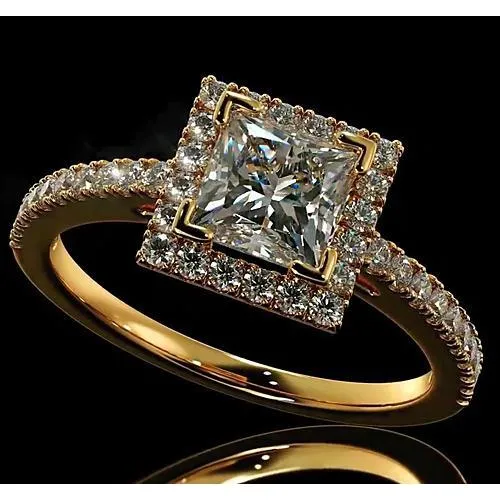 GB Rings Natural Earth Mined Diamond Engagement Ring 350 Carats Halo Princess Cut 14K Yellow Gold GB Rings Natural Earth Mined Diamond Engagement Ring 350 Carats Halo Princess Cut 14K Yellow Gold