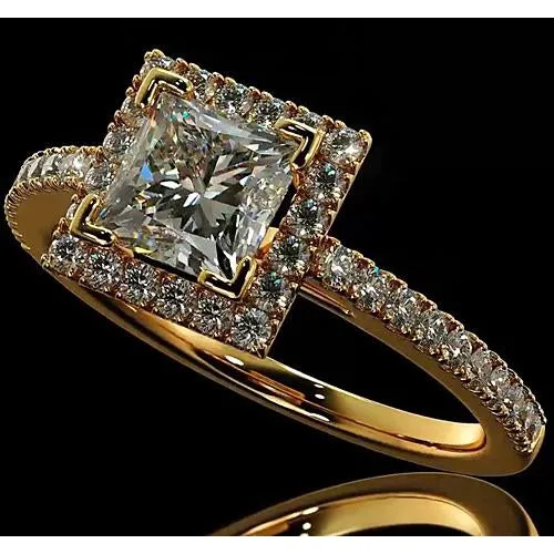 GB Rings Natural Earth Mined Diamond Engagement Ring 350 Carats Halo Princess Cut 14K Yellow Gold GB Rings Natural Earth Mined Diamond Engagement Ring 350 Carats Halo Princess Cut 14K Yellow Gold