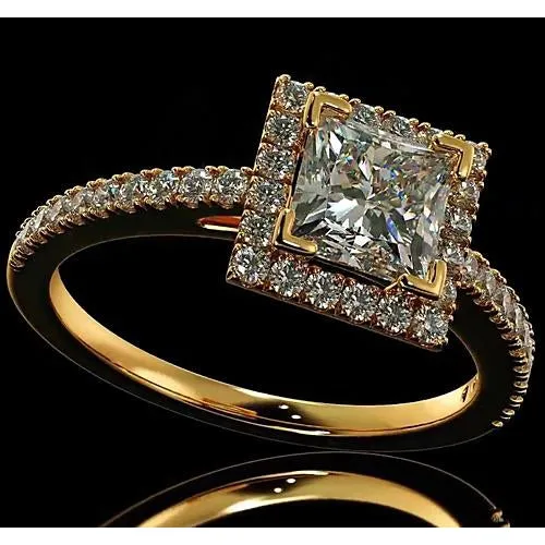 GB Rings Natural Earth Mined Diamond Engagement Ring 350 Carats Halo Princess Cut 14K Yellow Gold GB Rings Natural Earth Mined Diamond Engagement Ring 350 Carats Halo Princess Cut 14K Yellow Gold