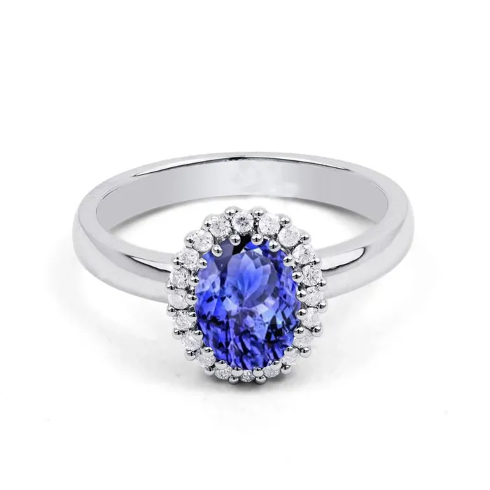 GB Rings Prong Set Tanzanite And Natural Earth Mined Diamonds 370 Carats Wedding Ring 14K Gold GB Rings Prong Set Tanzanite And Natural Earth Mined Diamonds 370 Carats Wedding Ring 14K Gold