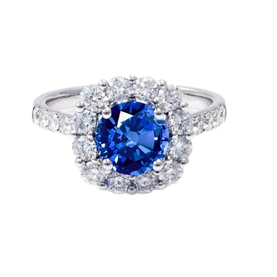 GB Rings Round Cut Sri Lanka Sapphire Natural Earth Mined Diamond Ring Gold 14K 150 Carats GB Rings Round Cut Sri Lanka Sapphire Natural Earth Mined Diamond Ring Gold 14K 150 Carats