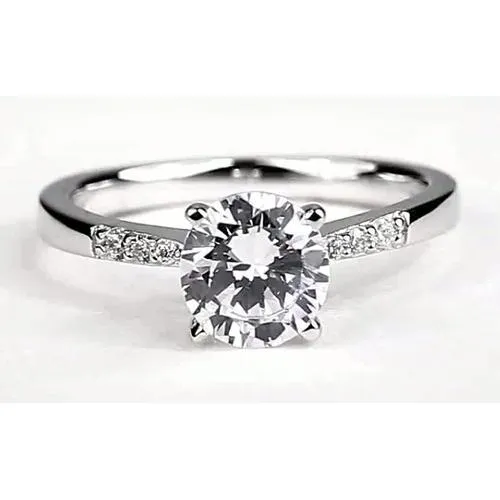 GB Rings Round Natural Earth Mined Diamond Engagement Ring 175 Carats