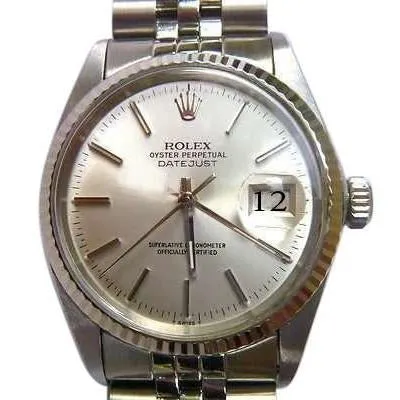 GB Rings Silver Stick Dial Fluted Bezel Two Tone Watch Rolex Datejust