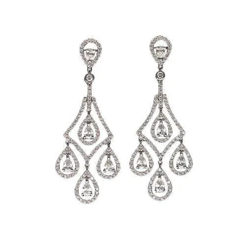 GB Teardrop Pear Natural Earth Mined Diamonds 5 Carat Chandelier Earrings Pair White Gold Earrings GB Teardrop Pear Natural Earth Mined Diamonds 5 Carat Chandelier Earrings Pair White Gold Earrings