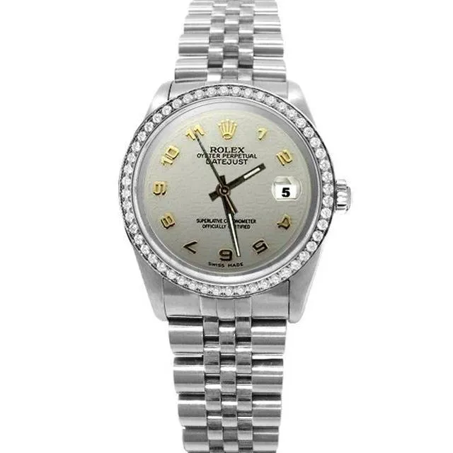 GB Watches Rolex Date Just Diamond Arabic Dial Datejust Ss Jubilee Watch QUICK SET