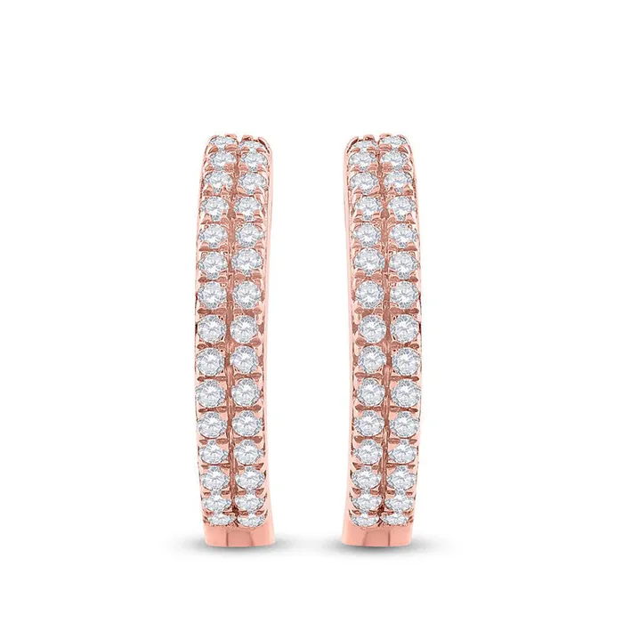 GND Earrings GND 10Kt Rose Gold Womens Round Diamond Hoop Earrings 15 Cttw GND Earrings GND 10Kt Rose Gold Womens Round Diamond Hoop Earrings 15 Cttw