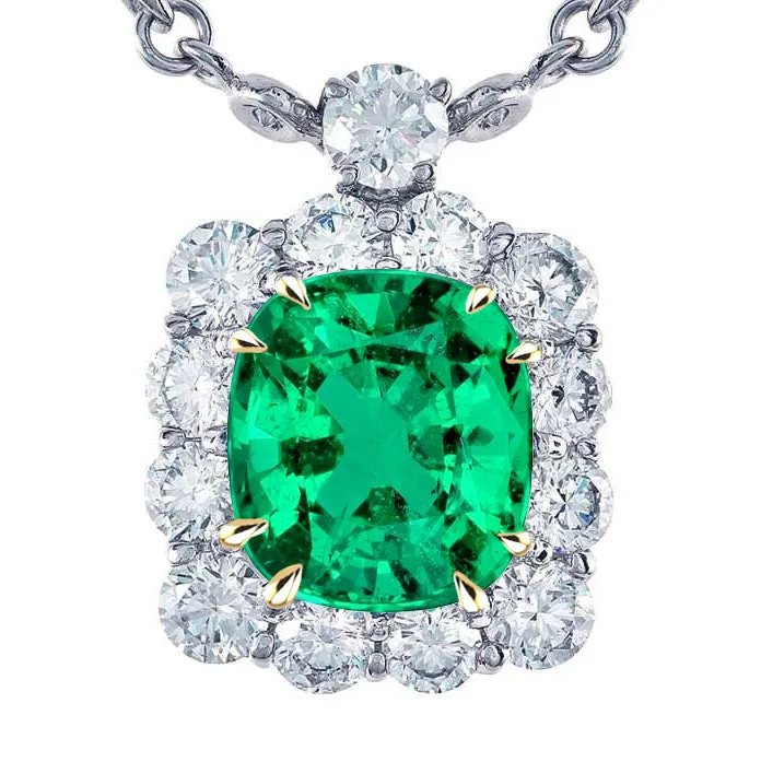 Halo Diamond Pendant Big Colombian Green Emerald HarryChadEntcom Necklaces Halo Diamond Pendant Big Colombian Green Emerald HarryChadEntcom Necklaces