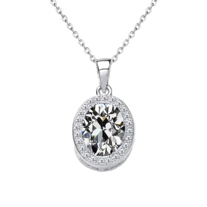 Halo Earth Mined Diamond Pendant 250 Ct Oval Old Cut Necklace New HarryChadEntcom Necklaces Halo Earth Mined Diamond Pendant 250 Ct Oval Old Cut Necklace New HarryChadEntcom Necklaces