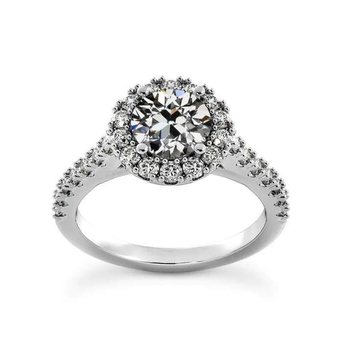 Halo Engagement Ring Round Old Mine Cut Natural Earth Mined Diamond 14K Gold 450 Carats HarryChadEntcom Rings Halo Engagement Ring Round Old Mine Cut Natural Earth Mined Diamond 14K Gold 450 Carats HarryChadEntcom Rings