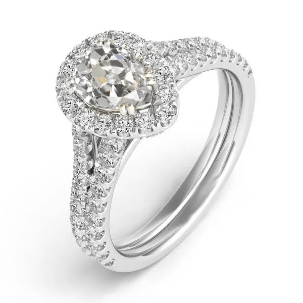 Halo Pear Old Miner Natural Earth Mined Diamond Wedding Ring Set Jewelry 650 Carats HarryChadEntcom Rings Halo Pear Old Miner Natural Earth Mined Diamond Wedding Ring Set Jewelry 650 Carats HarryChadEntcom Rings
