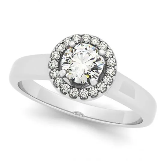 Halo Round Natural Earth Mined Diamond Engagement Ring Flower Style 10 Carat WG 14K GB Rings Halo Round Natural Earth Mined Diamond Engagement Ring Flower Style 10 Carat WG 14K GB Rings