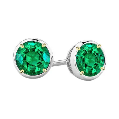 HarryChadEntcom Earrings Cute Gemstone Earrings Round Cut Green Emerald Studs HarryChadEntcom Earrings Cute Gemstone Earrings Round Cut Green Emerald Studs