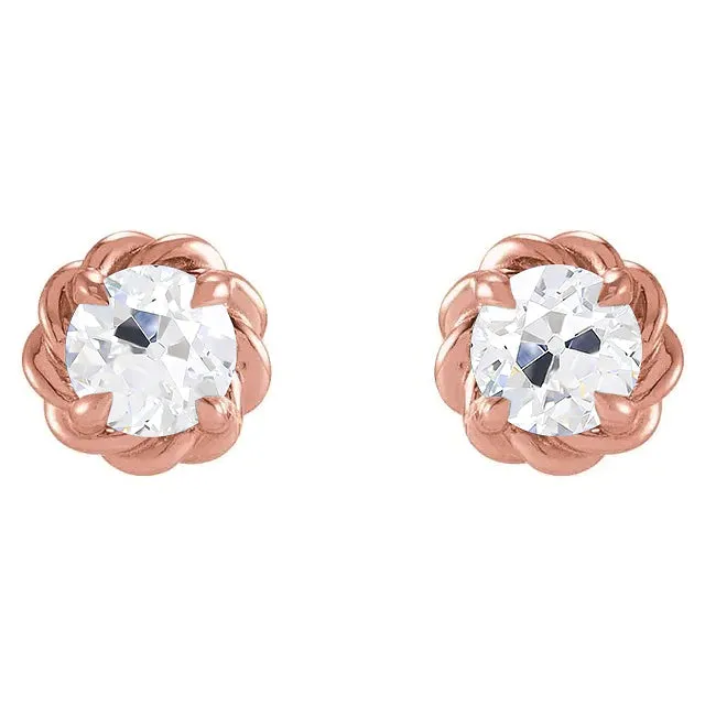 HarryChadEntcom Earrings Eagle Claw Prongs Rose Gold Stud Earrings Old Cut Natural Earth Mined Diamond Push Backs HarryChadEntcom Earrings Eagle Claw Prongs Rose Gold Stud Earrings Old Cut Natural Earth Mined Diamond Push Backs