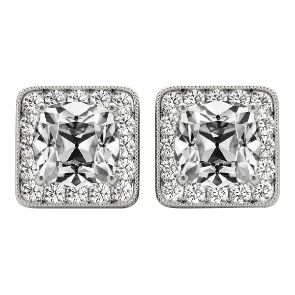 HarryChadEntcom Earrings Halo Old Miner Cushion Natural Diamond Stud Earrings 1350 Ct HarryChadEntcom Earrings Halo Old Miner Cushion Natural Diamond Stud Earrings 1350 Ct
