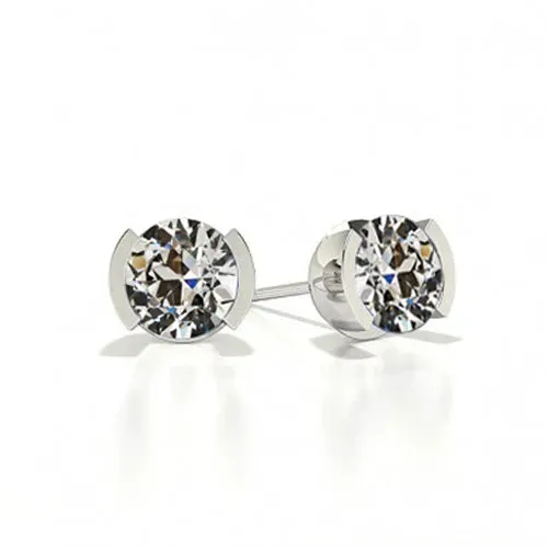 HarryChadEntcom Earrings White Gold Stud Earrings 2 Carats Old Cut Round Earth Mined Diamond HarryChadEntcom Earrings White Gold Stud Earrings 2 Carats Old Cut Round Earth Mined Diamond