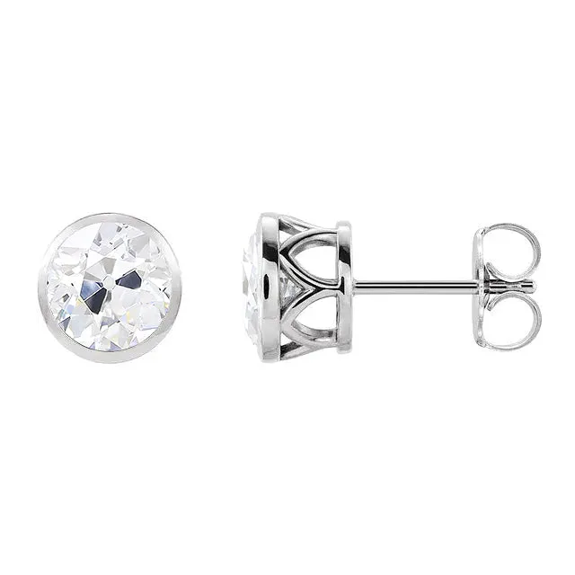 HarryChadEntcom Earrings White Gold Stud Earrings 4 Ct Bezel Set Old Miner Real Diamond HarryChadEntcom Earrings White Gold Stud Earrings 4 Ct Bezel Set Old Miner Real Diamond
