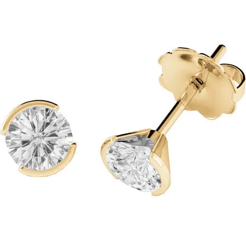HarryChadEntcom Earrings Yellow Gold Earth Mined Diamond Stud Earrings 1 Carat Half Bezel Jewelry HarryChadEntcom Earrings Yellow Gold Earth Mined Diamond Stud Earrings 1 Carat Half Bezel Jewelry