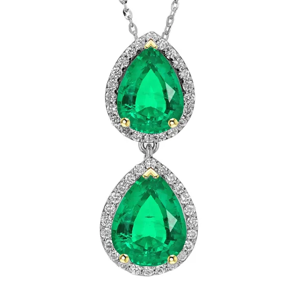 HarryChadEntcom Necklaces Green Emerald Teardrop Drop Pendant Halo Diamond Necklace HarryChadEntcom Necklaces Green Emerald Teardrop Drop Pendant Halo Diamond Necklace