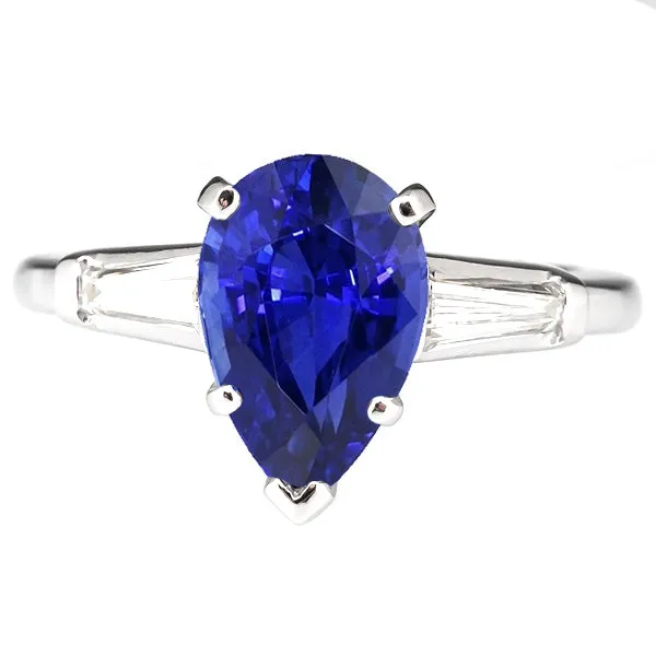 HarryChadEntcom Rings 3 Stones Ring Pear Ceylon Sapphire Baguette Natural Earth Mined Diamonds 450 Carats HarryChadEntcom Rings 3 Stones Ring Pear Ceylon Sapphire Baguette Natural Earth Mined Diamonds 450 Carats