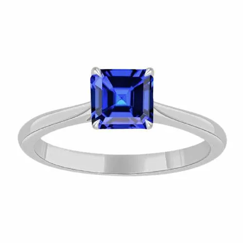 HarryChadEntcom Rings Eagle Claw Prongs Asscher Solitaire Natural Blue Sapphire Ring Jewelry HarryChadEntcom Rings Eagle Claw Prongs Asscher Solitaire Natural Blue Sapphire Ring Jewelry