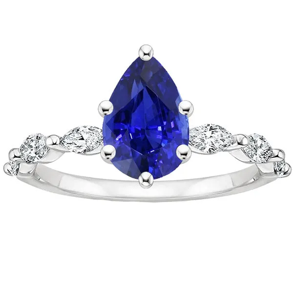 HarryChadEntcom Rings Engagement Ring With Accents Pear Blue Sapphire Natural Earth Mined Diamonds 375 Carats HarryChadEntcom Rings Engagement Ring With Accents Pear Blue Sapphire Natural Earth Mined Diamonds 375 Carats