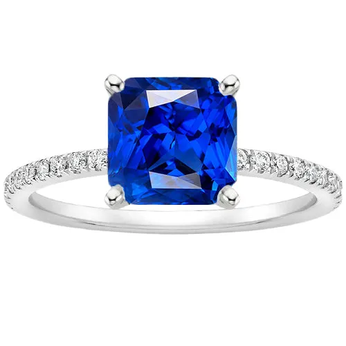HarryChadEntcom Rings Gemstone Radiant Blue Sapphire Ring With Natural Earth Mined Diamond Accents 350 Carats HarryChadEntcom Rings Gemstone Radiant Blue Sapphire Ring With Natural Earth Mined Diamond Accents 350 Carats