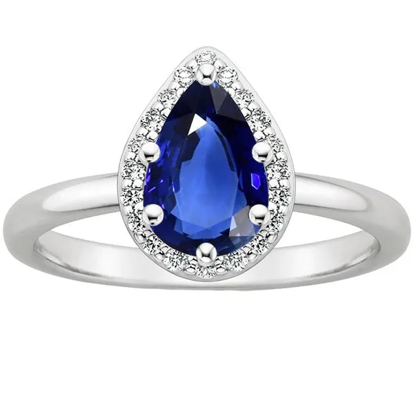 HarryChadEntcom Rings Halo Ring Pear Sri Lankan Sapphire Natural Earth Mined Diamonds 3 Carats HarryChadEntcom Rings Halo Ring Pear Sri Lankan Sapphire Natural Earth Mined Diamonds 3 Carats
