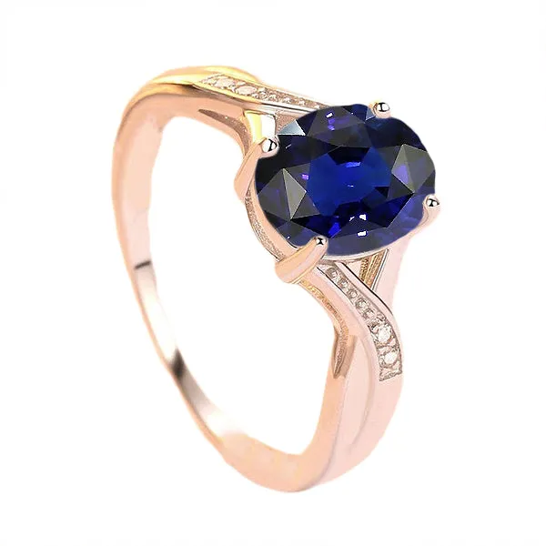 HarryChadEntcom Rings Natural Earth Mined Diamond Jewelry Oval Cut Deep Blue Sapphire Ring 3 Carats HarryChadEntcom Rings Natural Earth Mined Diamond Jewelry Oval Cut Deep Blue Sapphire Ring 3 Carats