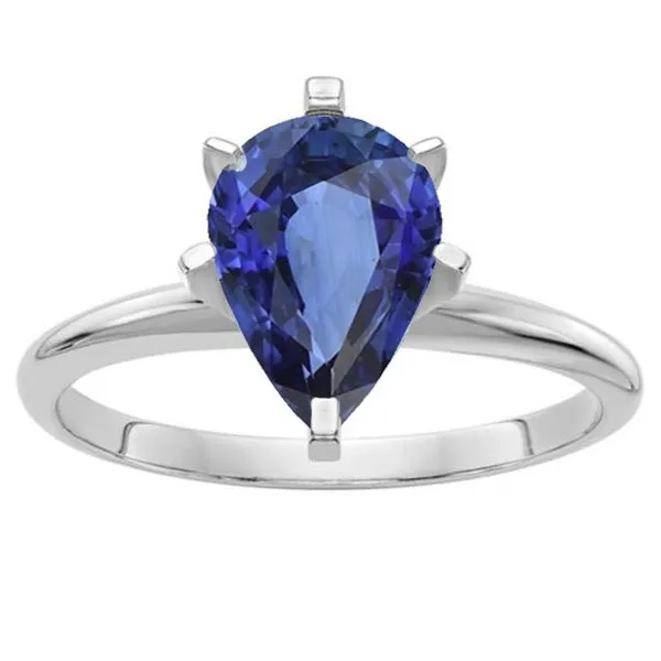 HarryChadEntcom Rings Pear Gemstone Solitaire Ring Prong Set Blue Sapphire 250 Carats HarryChadEntcom Rings Pear Gemstone Solitaire Ring Prong Set Blue Sapphire 250 Carats
