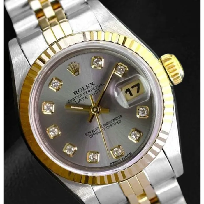 HarryChadEntcom Rings Rolex Year 2001 Datejust Gray Diamond Dial 26 mm Two Tone Ladies Watch