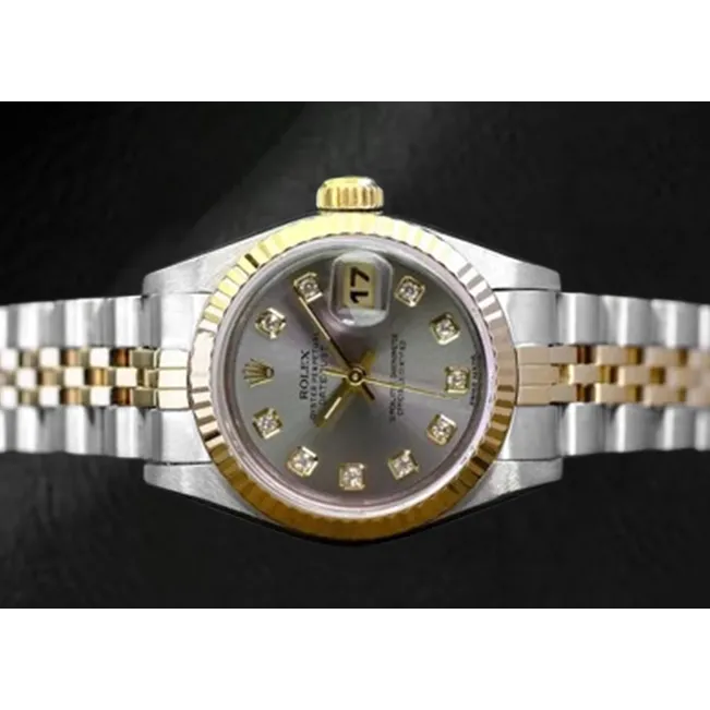 HarryChadEntcom Rings Rolex Year 2001 Datejust Gray Diamond Dial 26 mm Two Tone Ladies Watch