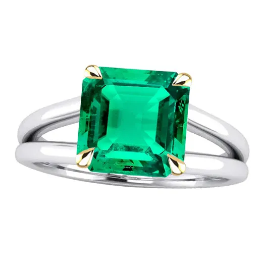 HarryChadEntcom Rings Single Green Emerald Ring Split Shank