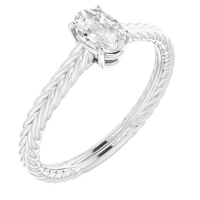 HarryChadEntcom Rings Solitaire Oval Old Miner Natural Earth Mined Diamond Ring Double Rope Style 250 Carats
