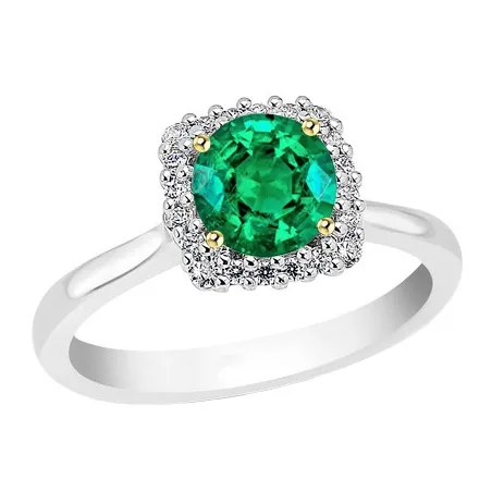 HarryChadEntcom Rings Sparkling Halo Diamond Green Emerald Ring