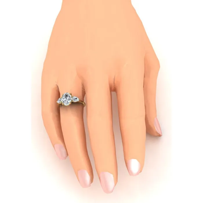 HarryChadEntcom Rings Three Stone Ring Oval Pear Cut Mined Diamonds 14K Yellow Gold HarryChadEntcom Rings Three Stone Ring Oval Pear Cut Mined Diamonds 14K Yellow Gold
