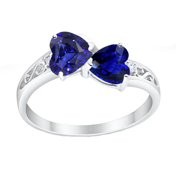 HarryChadEntcom Rings Toi et Moi Heart Ceylon Sapphire Natural Earth Mined Diamond Ring Filigree 225 Carats HarryChadEntcom Rings Toi et Moi Heart Ceylon Sapphire Natural Earth Mined Diamond Ring Filigree 225 Carats