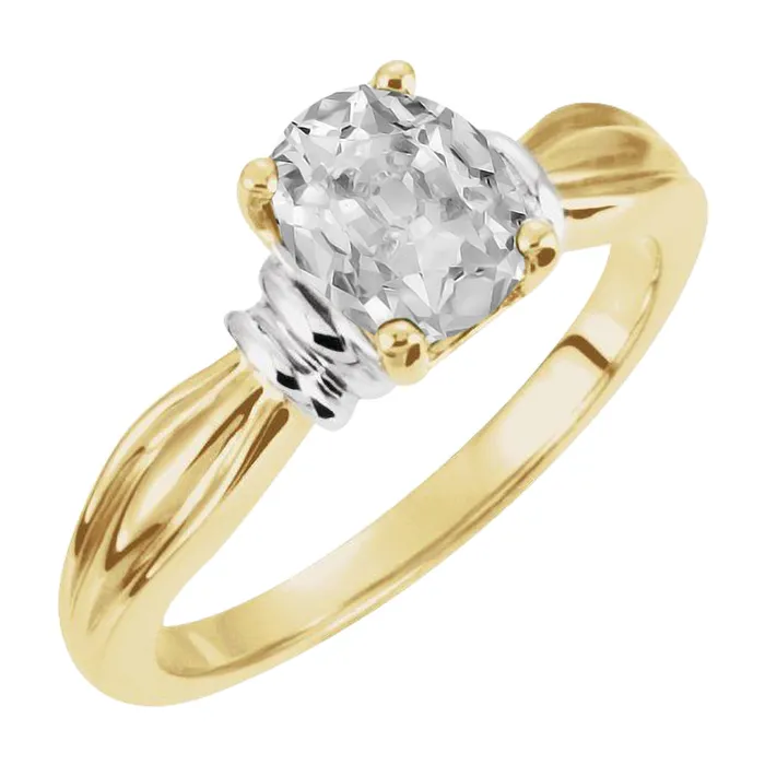 HarryChadEntcom Rings Two Tone Oval Old Miner Natural Diamond Solitaire Ring 450 Carats HarryChadEntcom Rings Two Tone Oval Old Miner Natural Diamond Solitaire Ring 450 Carats