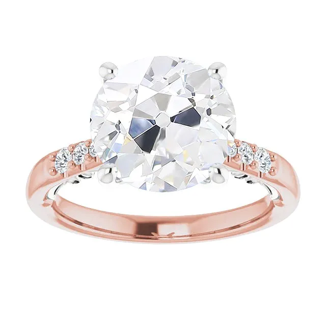 HarryChadEntcom Rings Two Tone Round Old Mine Cut Genuine Natural Earth Mined Diamond Ring Prong Set 575 Carats HarryChadEntcom Rings Two Tone Round Old Mine Cut Genuine Natural Earth Mined Diamond Ring Prong Set 575 Carats