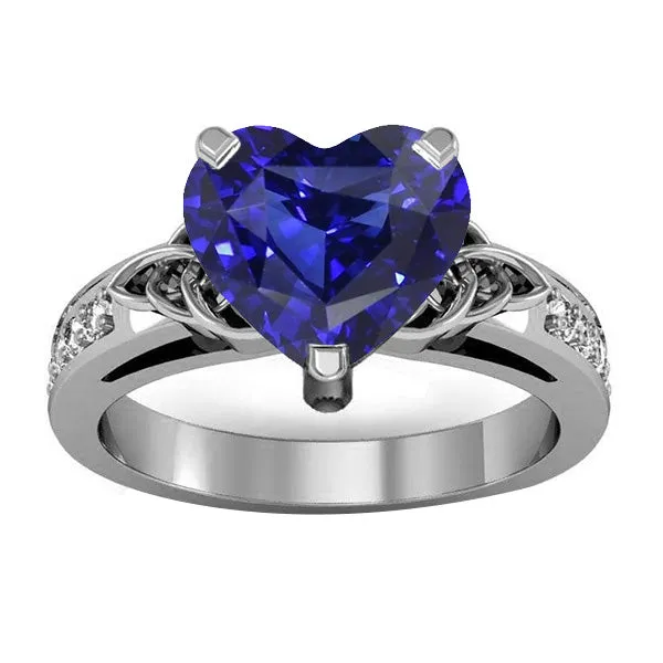 HarryChadEntcom Rings Vintage Style Gemstone Ring Heart Cut Sapphire Natural Earth Mined Diamonds 350 Carats HarryChadEntcom Rings Vintage Style Gemstone Ring Heart Cut Sapphire Natural Earth Mined Diamonds 350 Carats