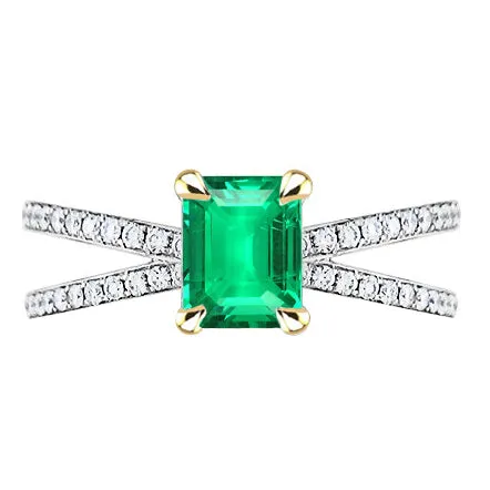 HarryChadEntcom Rings Womens Gemstone Engagement Ring Green Emerald Split Shank