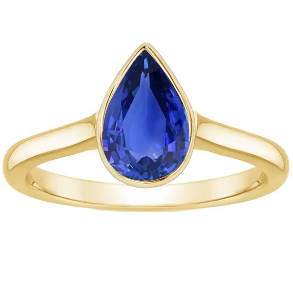 HarryChadEntcom Rings Yellow Gold Solitaire Ring Bezel Set Sri Lankan Sapphire Pear 4 Carats HarryChadEntcom Rings Yellow Gold Solitaire Ring Bezel Set Sri Lankan Sapphire Pear 4 Carats