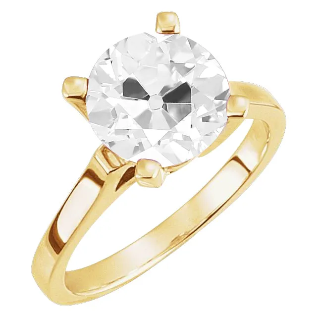 HarryChadEntcom Solitaire Old Cut Round Mined Diamond Engagement Ring 4 Carats Rings HarryChadEntcom Solitaire Old Cut Round Mined Diamond Engagement Ring 4 Carats Rings