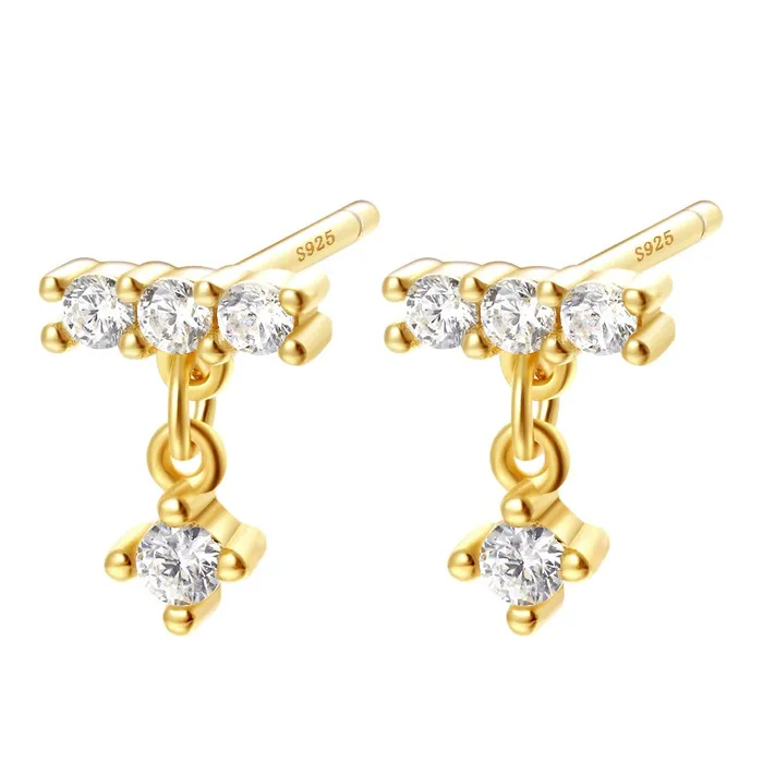 Hey Happiness Earrings Dewdrop Stud Earrings Sterling Silver Gold
