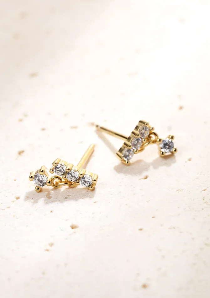 Hey Happiness Earrings Dewdrop Stud Earrings Sterling Silver Gold