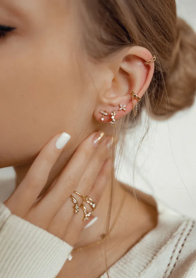 Hey Happiness Earrings Dewdrop Stud Earrings Sterling Silver Gold