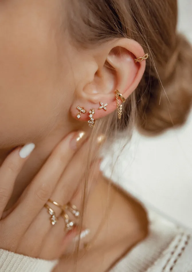 Hey Happiness Earrings Dewdrop Stud Earrings Sterling Silver Gold