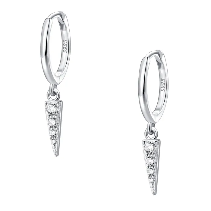 Hey Happiness Earrings Spike Huggie Earrings Sterling Silver