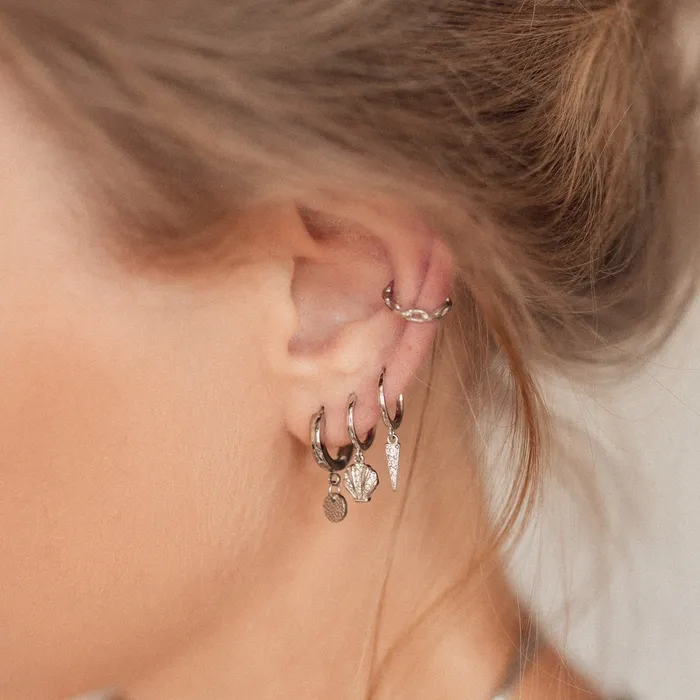 Hey Happiness Earrings Spike Huggie Earrings Sterling Silver Hey Happiness Earrings Spike Huggie Earrings Sterling Silver