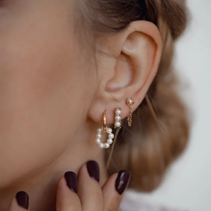 Hey Happiness Earrings Trio Pearl Bar Stud Earrings Sterling Silver Hey Happiness Earrings Trio Pearl Bar Stud Earrings Sterling Silver